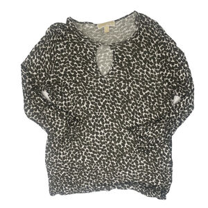 Women's Michael Kors Forest Green Leaf Print Blouse Size Medium